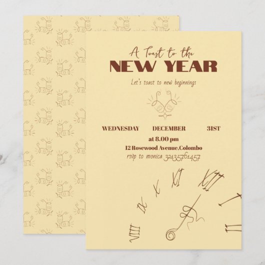 New Year Invitation Einladung (Vorne/Hinten)