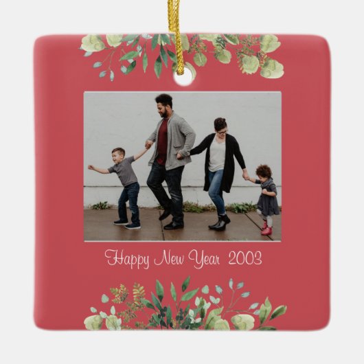 New Year Keramik Square Ornament (Vorderseite)