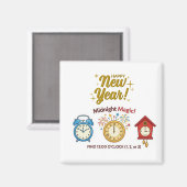 New Year Midnight Magic Time Telling Game Magnet (Vorderseite/Rückseite)
