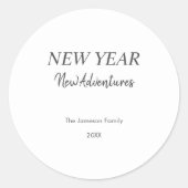 New Year New Adventures | White Holiday Runder Aufkleber (Vorderseite)