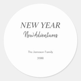 New Year New Adventures | White Holiday Runder Aufkleber