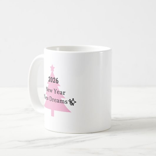 New Year, New Dreams Mug Kaffeetasse (Vorderseite Links)