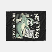 New Year New Excuses Funny Lazy Sloth New Year Res Fleecedecke (Vorderseite (Horizontal))