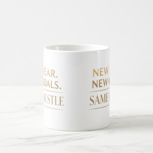 New Year New Goals Same Hustle Motivational Kaffeetasse (Mittel)