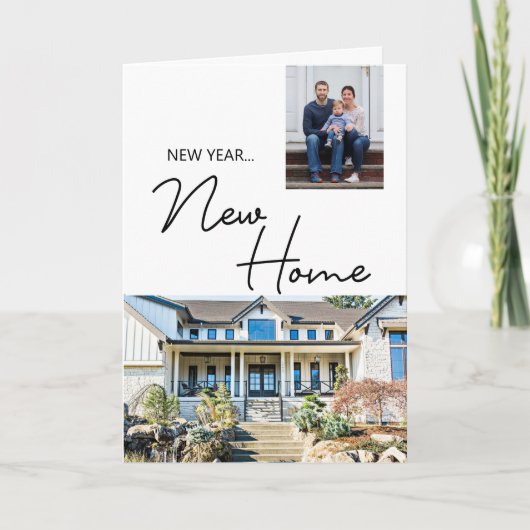 New Year New Home Family Custom Photo and House Karte (Vorderseite)