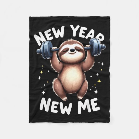 New Year New Me Funny Fitness Workout Gym Sloth We Fleecedecke (Vorderseite)