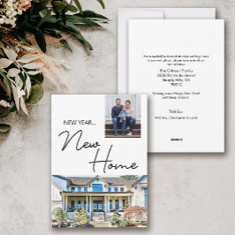 New Year New Zuhause Family Foto und House Feiertagskarte