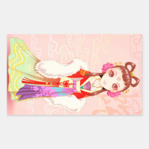 New Year Niedlich Festival Girl Sticker