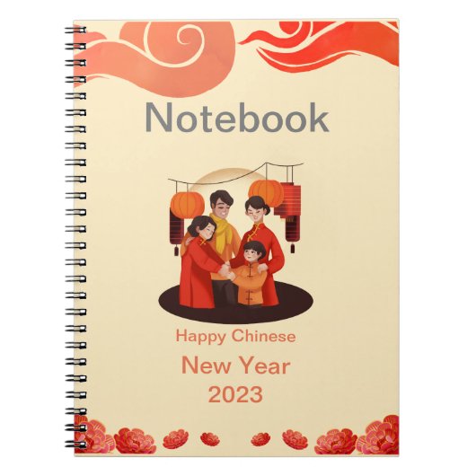 New Year Notebook in Rot und Beige Notizblock (Vorderseite)