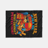 New Year Old Me Funny Cat Retro Lazy Meme Gift  Fleecedecke (Vorderseite (Horizontal))