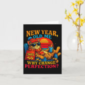 New Year Old Me Funny Cat Retro Lazy Meme Gift  Karte (Gelbe Blume)