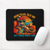 New Year Old Me Funny Cat Retro Lazy Meme Gift  Mousepad (Mit Mouse)