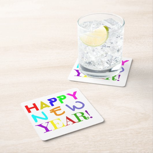 New Year Paper Coasters Set Rechteckiger Pappuntersetzer (Vor Ort)