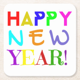 New Year Paper Coasters Set Rechteckiger Pappuntersetzer