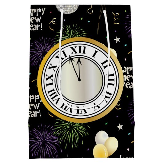 New Year Party Balloons Mittlere Geschenktüte (Rückseite)