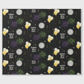New Year Party Balloons Wrapping Paper Geschenkpapier (Flach)