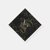 New Year Party Black Gold Star Confetti Serviette (Ecke)