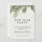 New Year Party Invitation | Pine Branch Festive  Einladung (Vorderseite)
