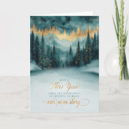 New Year Pine Forest Write Our Own Story Feiertagskarte