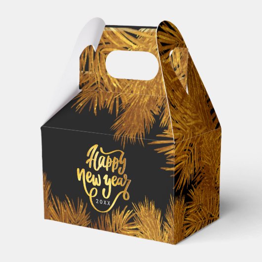 New Year Pine Gold Elegantes Corporate Party Geschenkschachtel (Vorderseite)