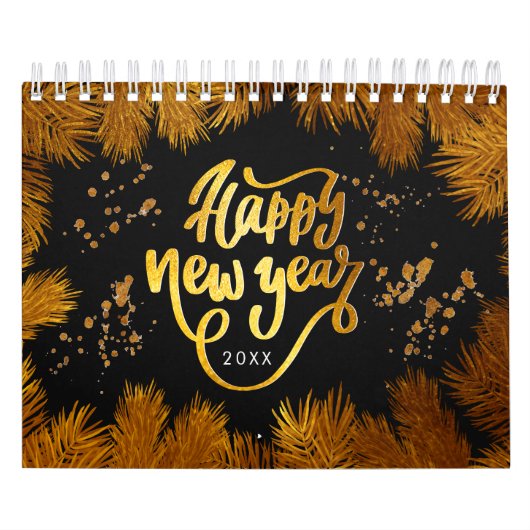 New Year Pine Gold Elegantes Corporate Party Kalender (Titelbild)