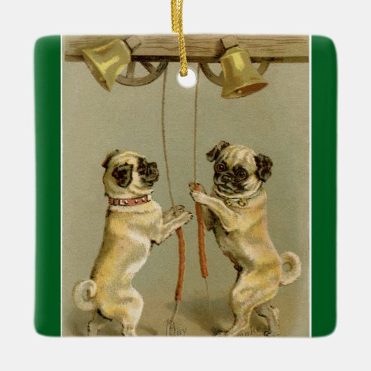 New Year Pugs Ringing Bells Ornament (Vorderseite)