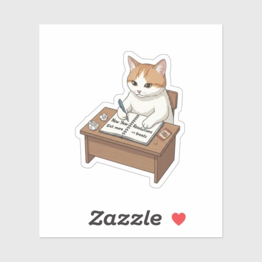 New Year Resolution Cat Eat More Treats Planner Aufkleber (Blatt)
