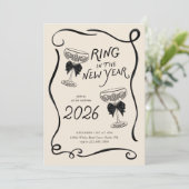 New Year’s Eve Hand Drawn Party Invite Einladung (Stehend Vorderseite)
