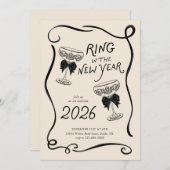 New Year’s Eve Hand Drawn Party Invite Einladung (Vorne/Hinten)