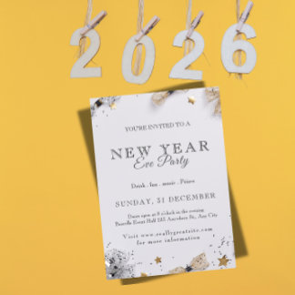 New Year’s Eve Party Invitation | Festive Gold Einladung