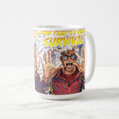 New Year’s Mission: Survival! Funny Comic Characte Kaffeetasse (VorderseiteRechts)
