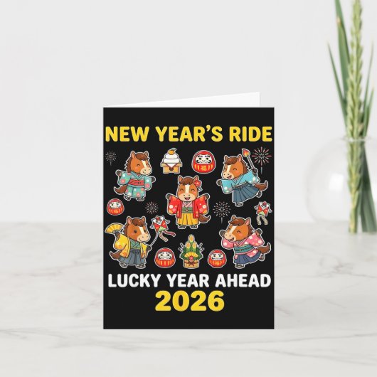 New Year’s Ride 2026 Cute Zodiac Celebration Graph Karte (Vorderseite)