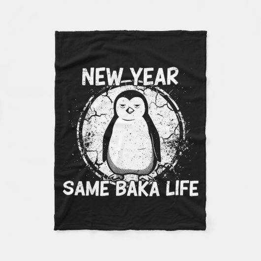 New Year Same Baka Life Baka Penguin Fleecedecke (Vorderseite)
