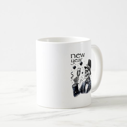 New Year Same Baka Life Funny Skeleton New Year's  Kaffeetasse (VorderseiteRechts)