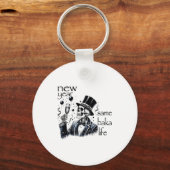 New Year Same Baka Life Funny Skeleton New Year's Schlüsselanhänger (Vorderseite)