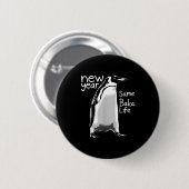 New Year Same Baka Life Penguin Funny Joke Sarcast Button (Vorne & Hinten)