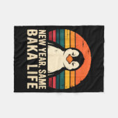 New Year Same Baka Life Penguin Joke Fleecedecke (Vorderseite (Horizontal))