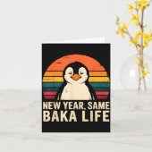 New Year Same Baka Life Penguin Joke Karte (Gelbe Blume)