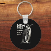 New Year Same Baka Life Penguin Joke Sarcastic Mem Schlüsselanhänger (Vorderseite)