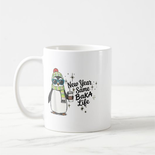 New Year Same Baka Life Penguin Meme Joke  Kaffeetasse (Links)