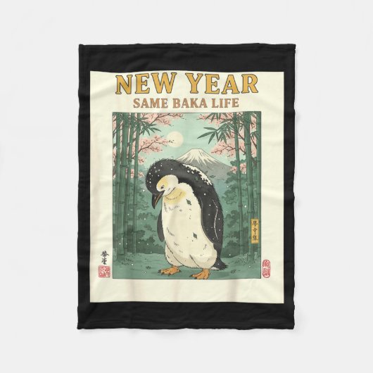 New Year Same Baka Life Penguin New Year 2026 Reso Fleecedecke (Vorderseite)