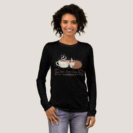 New Year Same Cozy Vibes Cat Coffee Cup T-Shirt Tri-Blend Shirt (Volle Vorderseite)