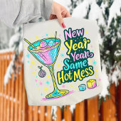 New Year Same Hot Mess Cocktail Glitter Art Sweatshirt