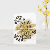 New Year Same Hot Mess Golden Leopard Print Karte (Gelbe Blume)