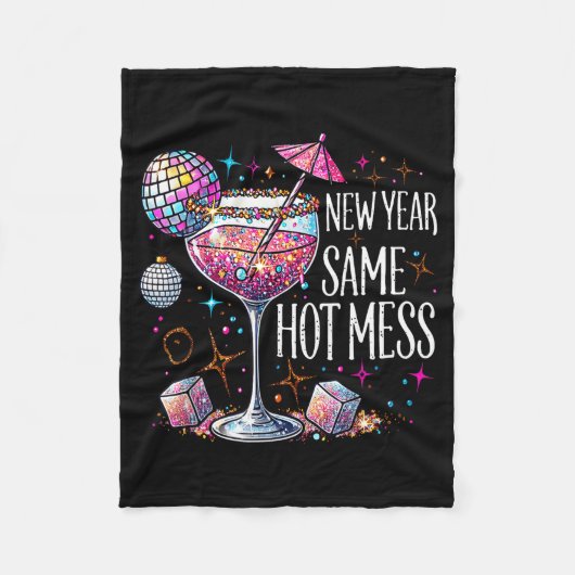 New Year Same Hot Mess Martini Tail New Year Women Fleecedecke (Vorderseite)