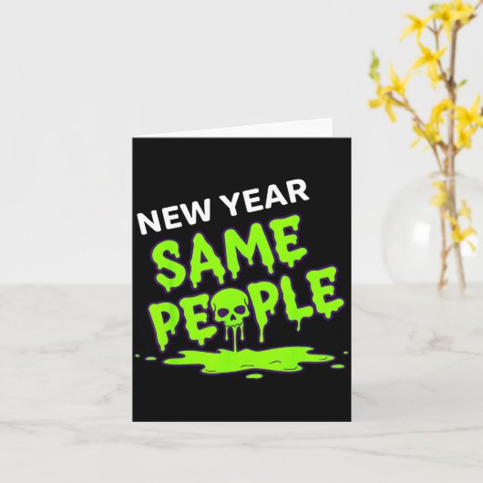 New Year Same People Funny Skull Karte (Gelbe Blume)