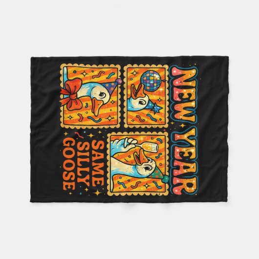 New Year Same Silly Goose Funny Retro Party Gift Fleecedecke (Vorderseite (Horizontal))