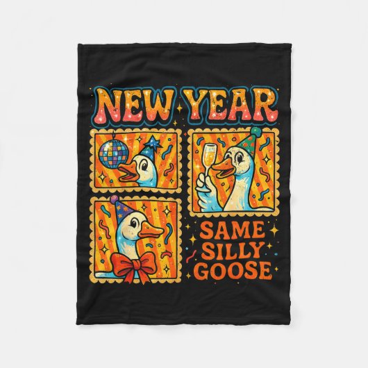 New Year Same Silly Goose Funny Retro Party Gift Fleecedecke (Vorderseite)
