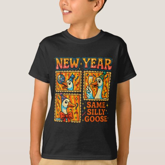 New Year Same Silly Goose Funny Retro Party Gift  T-Shirt (Vorderseite)
