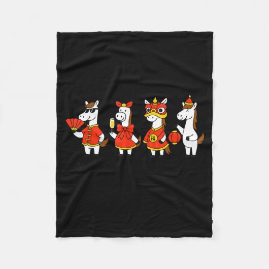 New Year Same Silly Horse Funny Chinese Lunar New  Fleecedecke (Vorderseite)